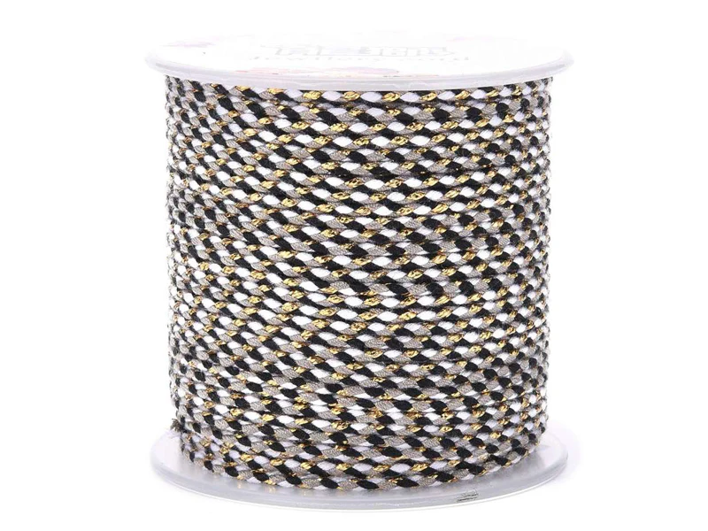 1 m de cordellette en coton macrammé 1,5 mm - Noir et blanc - Image 3