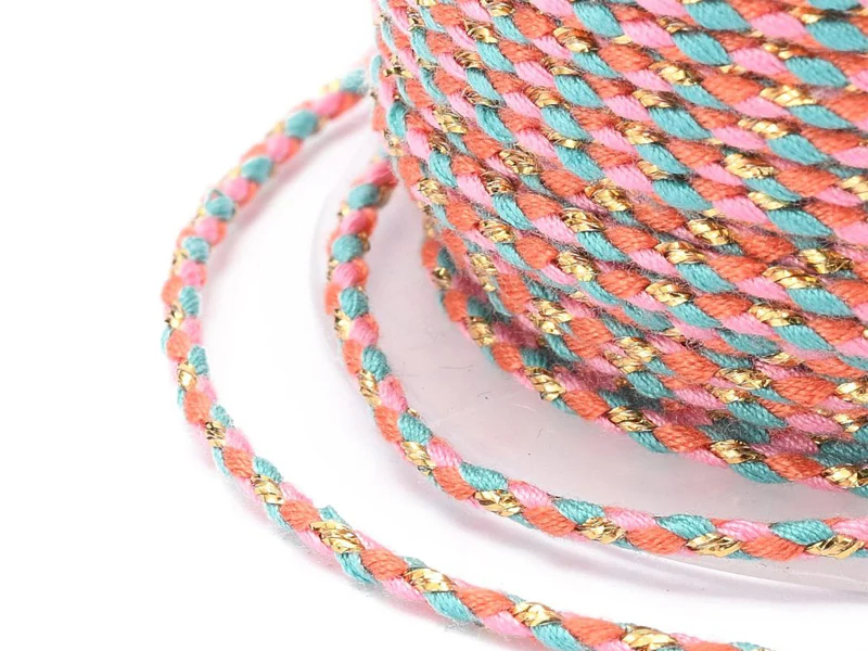 1 m de cordellette en coton macrammé 1,5 mm - Rose et bleu