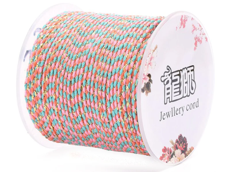 1 m de cordellette en coton macrammé 1,5 mm - Rose et bleu - Image 2