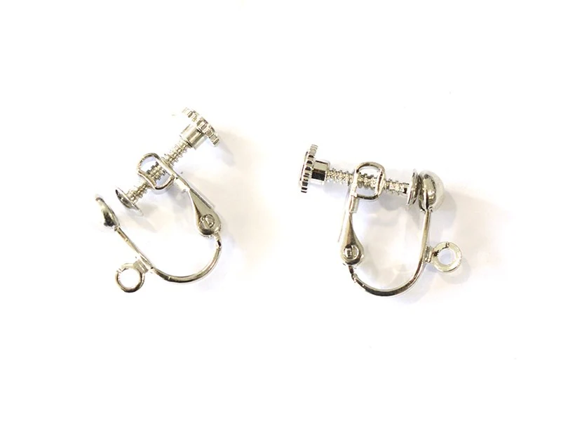 1 paire de boucles d'oreilles clip à vis - argenté foncé