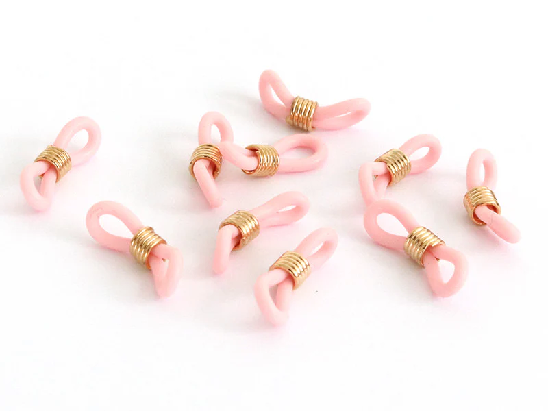 10 embouts pour cordon à lunettes - rose et doré