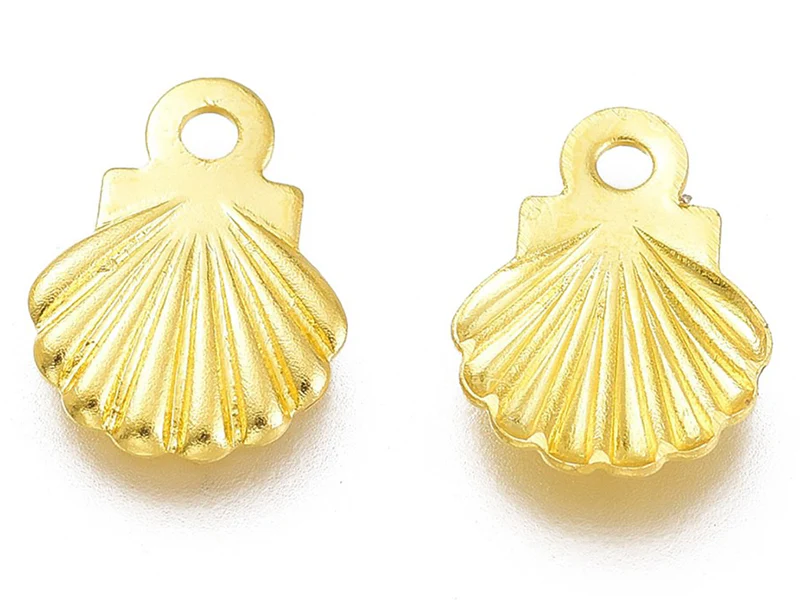 10 mini breloques / pendentifs mini coquillages - 7,5 mm - acier inoxydable doré - Image 2
