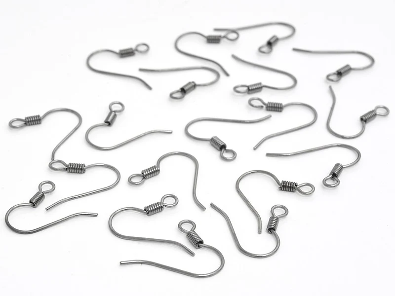 10 paires de boucles d'oreilles crochets - couleur noir métallisé - Image 2