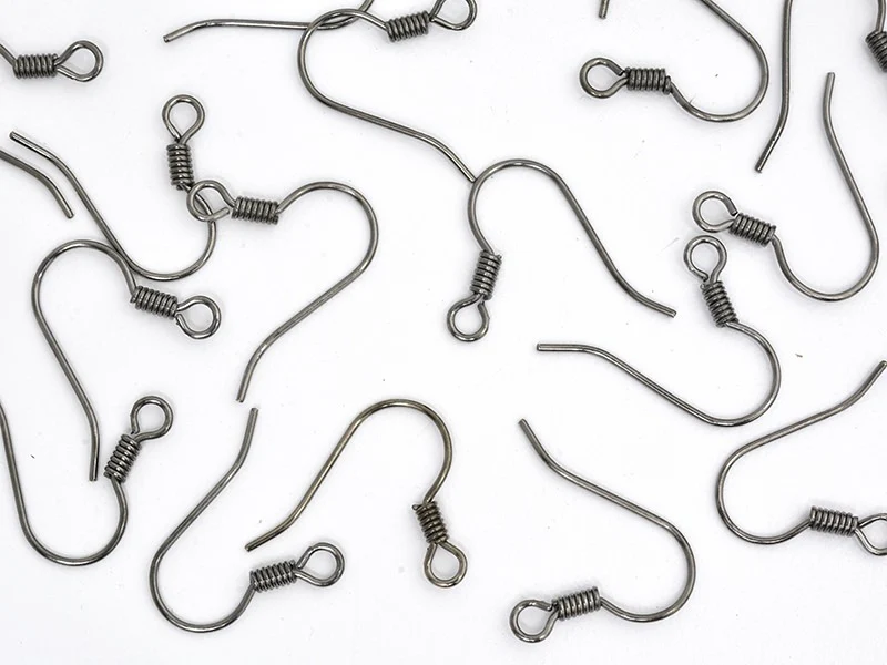 10 paires de boucles d'oreilles crochets - couleur noir métallisé - Image 3