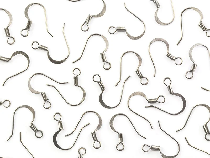 10 paires de boucles d'oreilles - crochets plats - couleur argenté