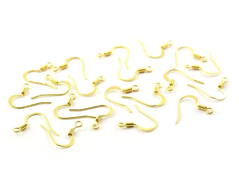 10 paires de boucles d'oreilles - crochets plats - couleur or - Image 2