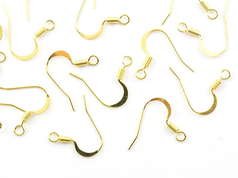 10 paires de boucles d'oreilles - crochets plats - couleur or - Image 3