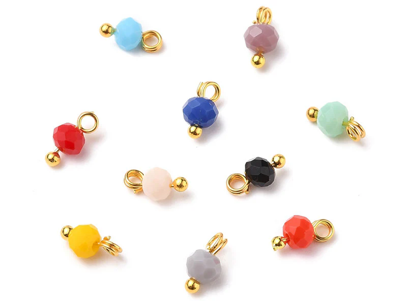 Lot de 10 pendentifs / breloques  -  perles multicolores à facettes - 4 mm