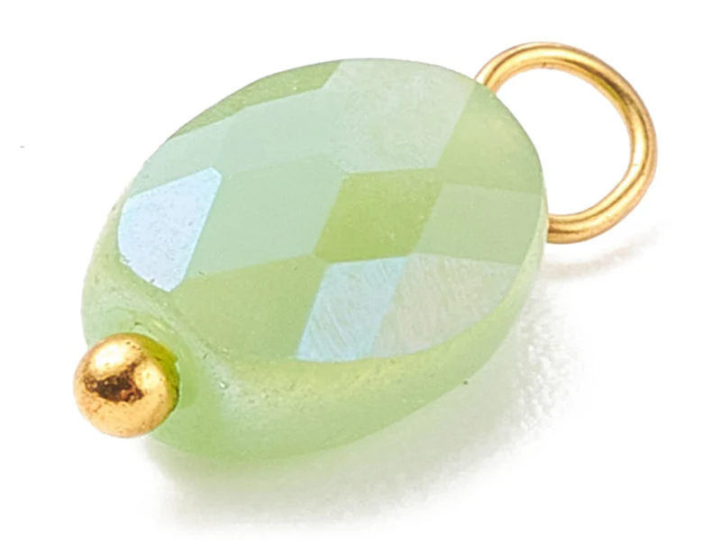 10 pendentifs irisés à facettes en verre - ovale - tons verts - 13 x 6 mm - Image 5