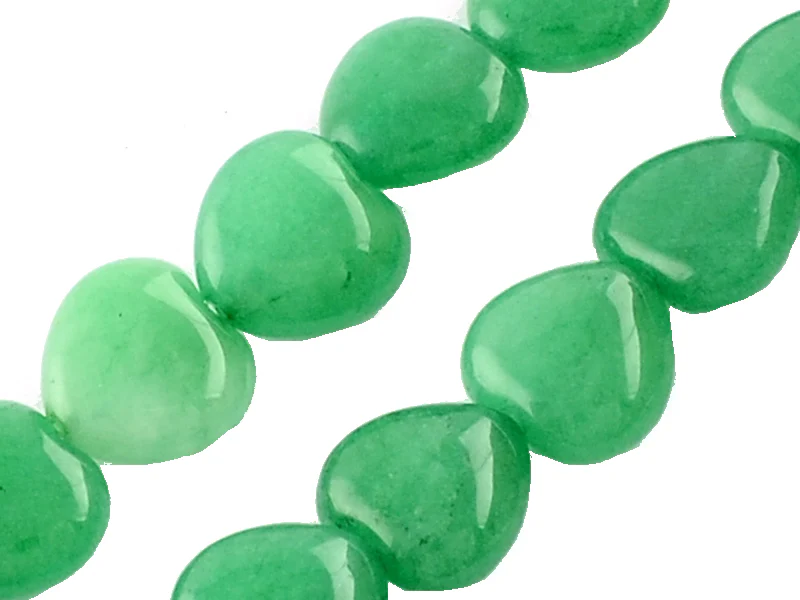 10 perles de jade naturel coeur 10 mm - Vert