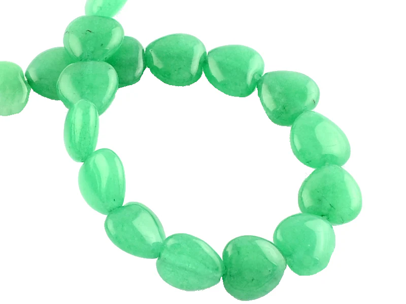 10 perles de jade naturel coeur 10 mm - Vert - Image 2