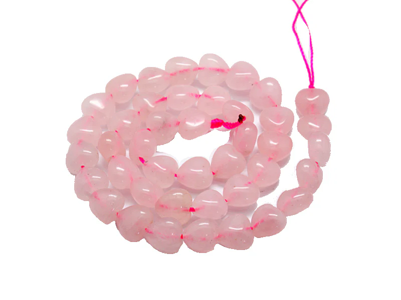 10 perles de quartz naturel coeur - Rose clair - Image 2