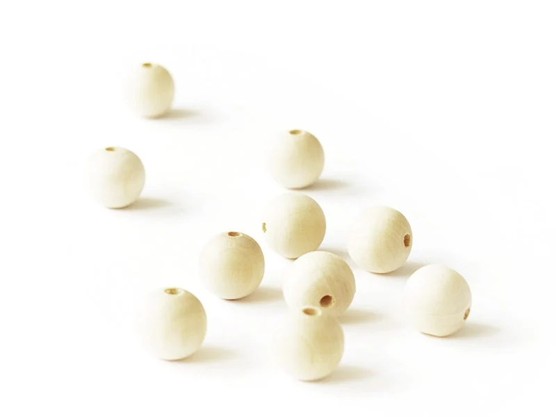 10 perles en bois - Ronde 18 mm - Image 3