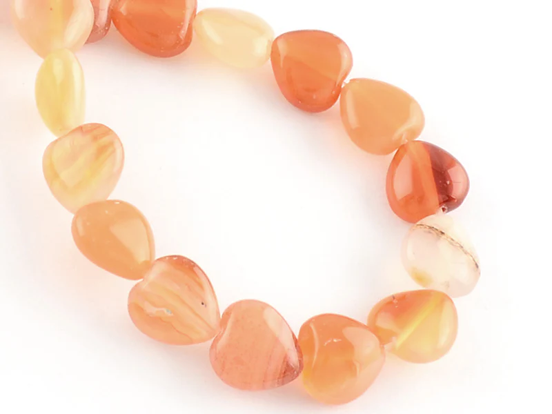 10 perles en forme de cœur en agate rouge - 10 mm