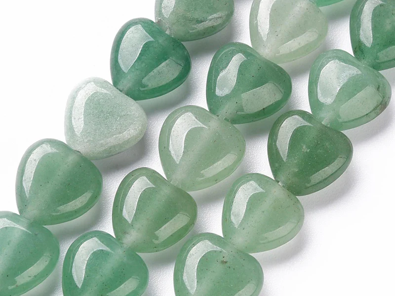 10 perles en forme de cœur en aventurine verte - 10 mm - Image 4