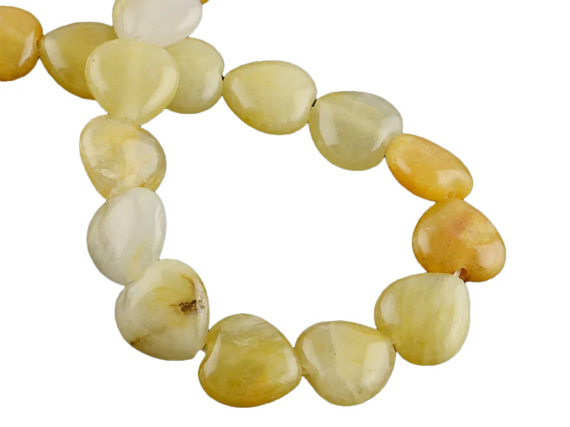 10 perles en forme de cœur en jade topaze - 10 mm