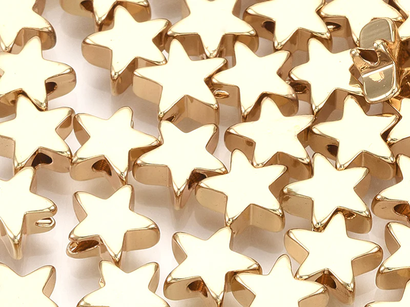 10 perles étoiles - doré à l'or fin 18k - 8 x 8 x 3 mm - Image 2