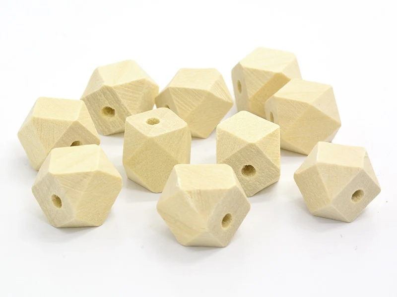 10 perles géométriques en bois - 12 mm - Image 3