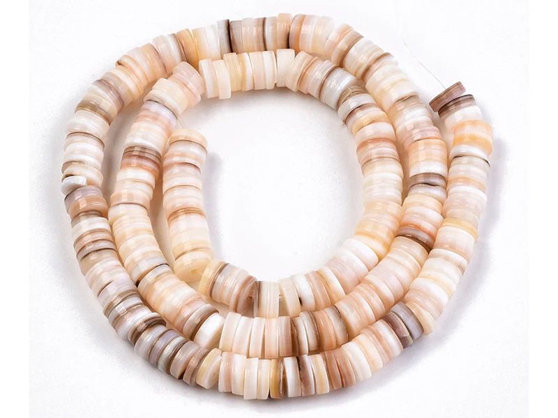 10 perles heishi rondes - Coquillage naturel - Image 2