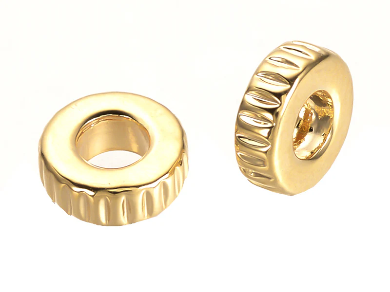 10 perles intercalaires à motifs - doré à l'or fin 18k - 6,5 x 2 mm - Image 2