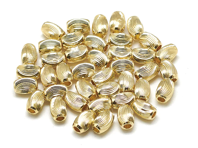 10 perles ondulées - doré à l'or fin 18k - 6 x 4 mm - Image 2