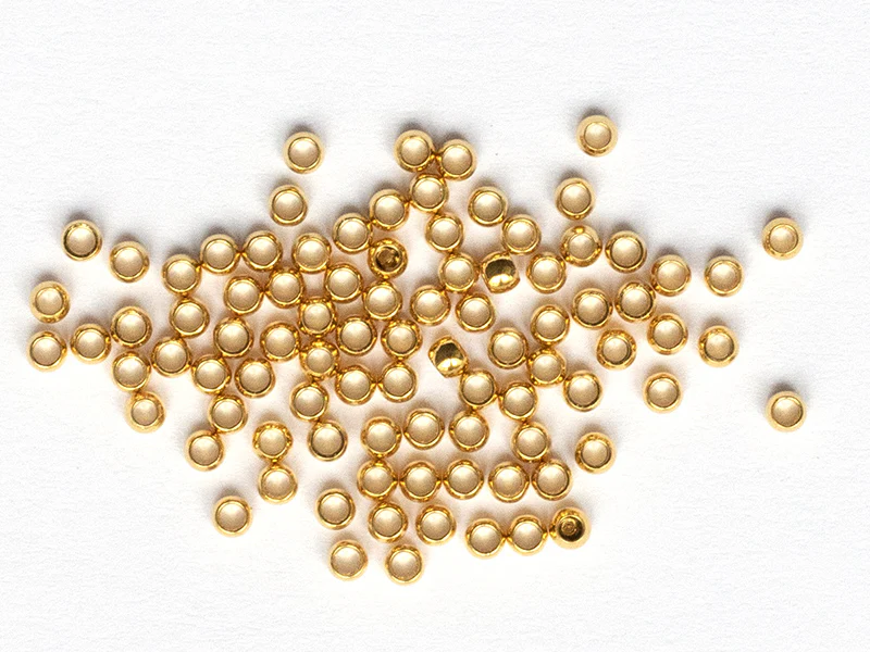 100 perles à écraser en acier inoxydable doré - 2 mm