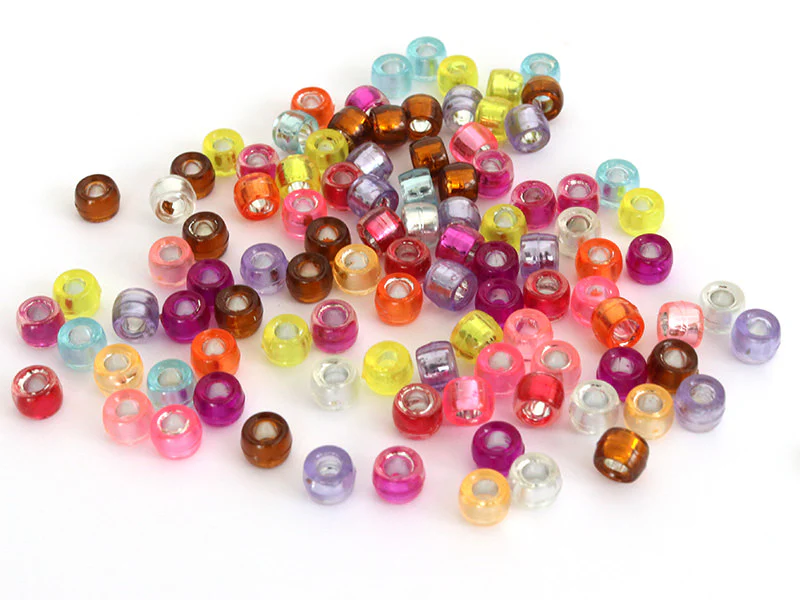 100 perles basiques en plastique - effet métallisé intérieur - 6 mm - Image 2