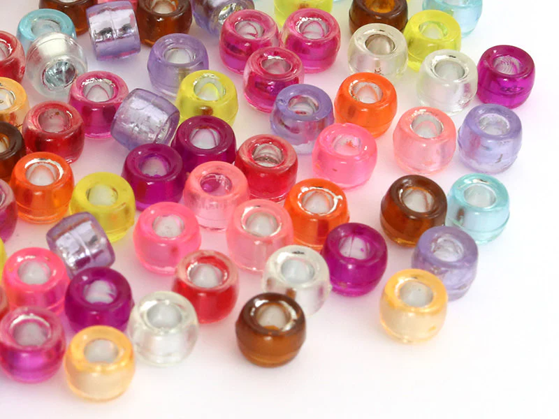 100 perles basiques en plastique - effet métallisé intérieur - 6 mm - Image 7