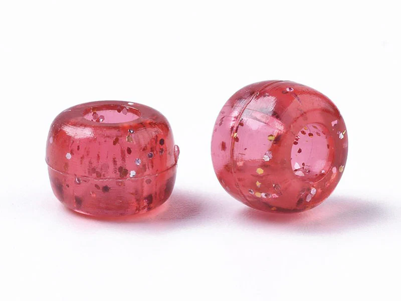 100 perles en plastique basiques pour enfants - pony beads - multicolores à paillettes - Image 4