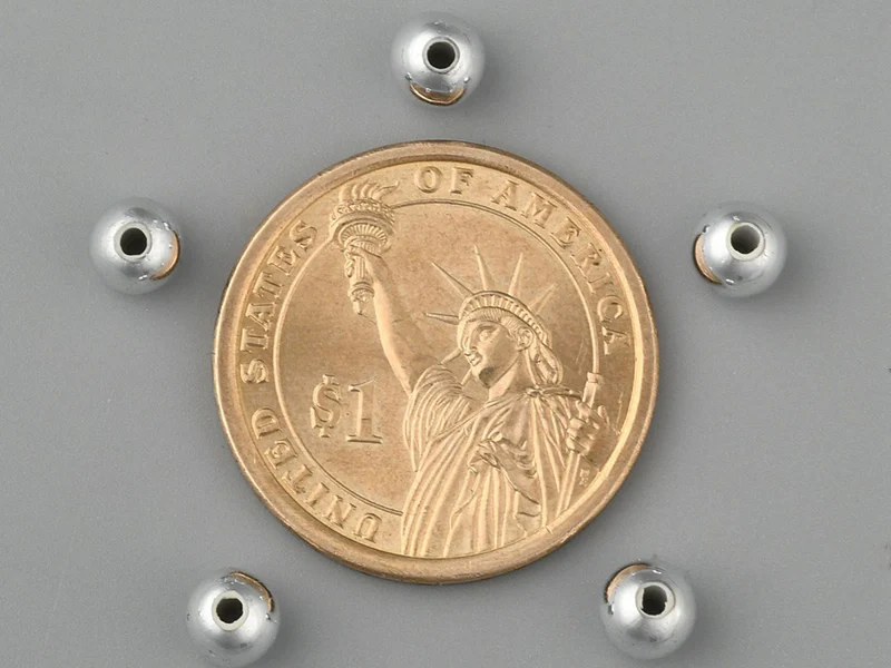 100 perles en plastique rondes - 6 mm - argenté - Image 6