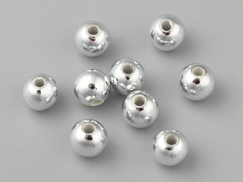 100 perles en plastique rondes - 6 mm - argenté - Image 8
