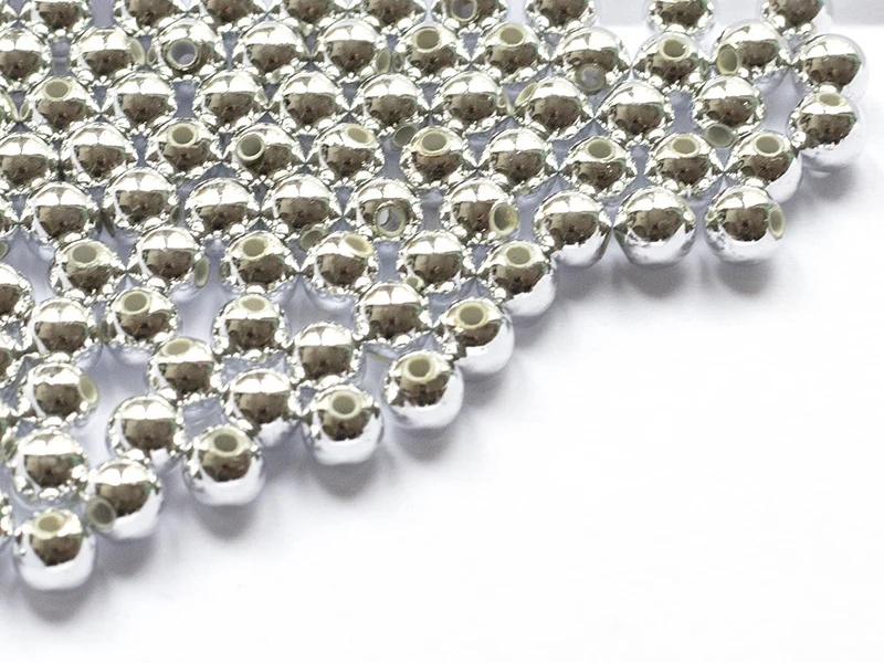100 perles en plastique rondes - 6 mm - argenté - Image 9