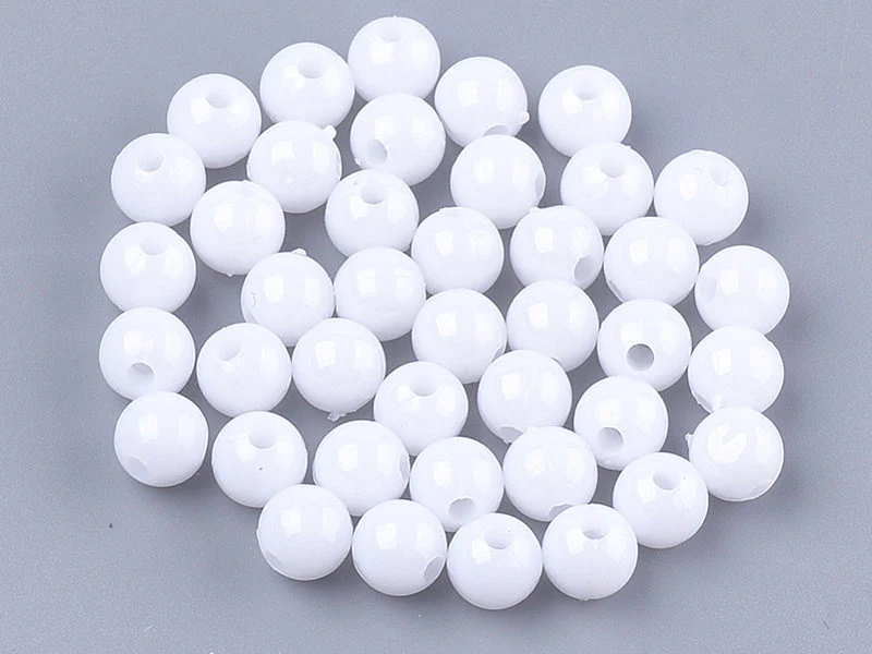 100 perles en plastique rondes 6 mm - blanc - Image 3