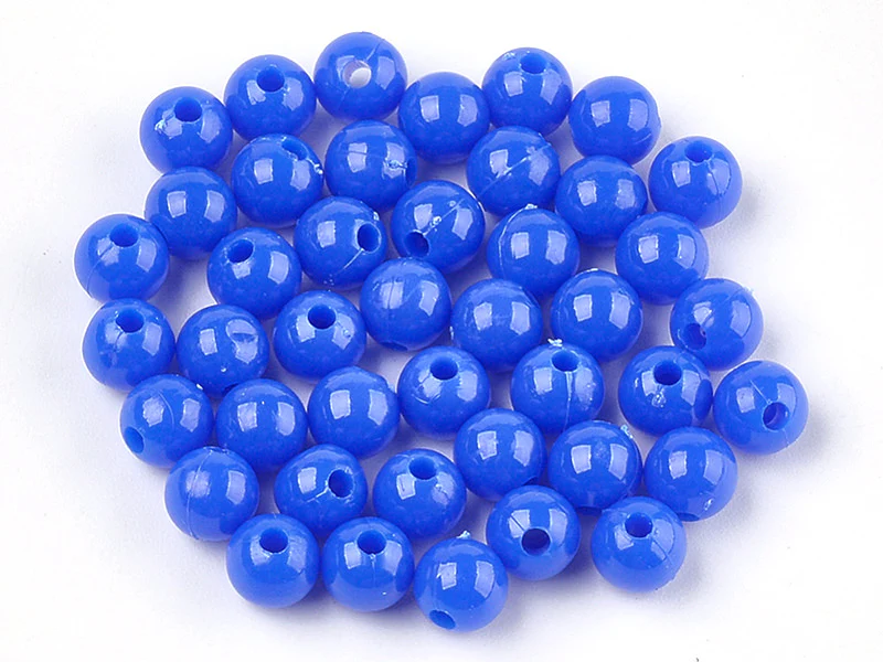 100 perles en plastique rondes 6 mm - bleu foncé