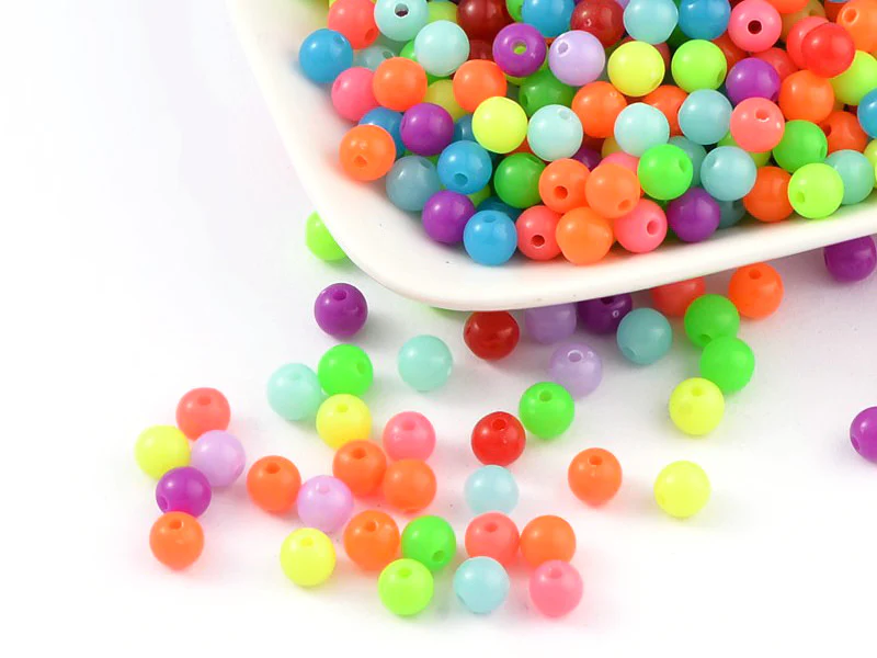 100 perles en plastique rondes 6 mm - couleurs fluo - Image 3