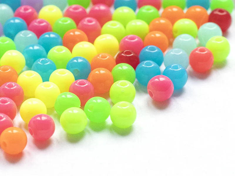 100 perles en plastique rondes 6 mm - couleurs fluo - Image 4