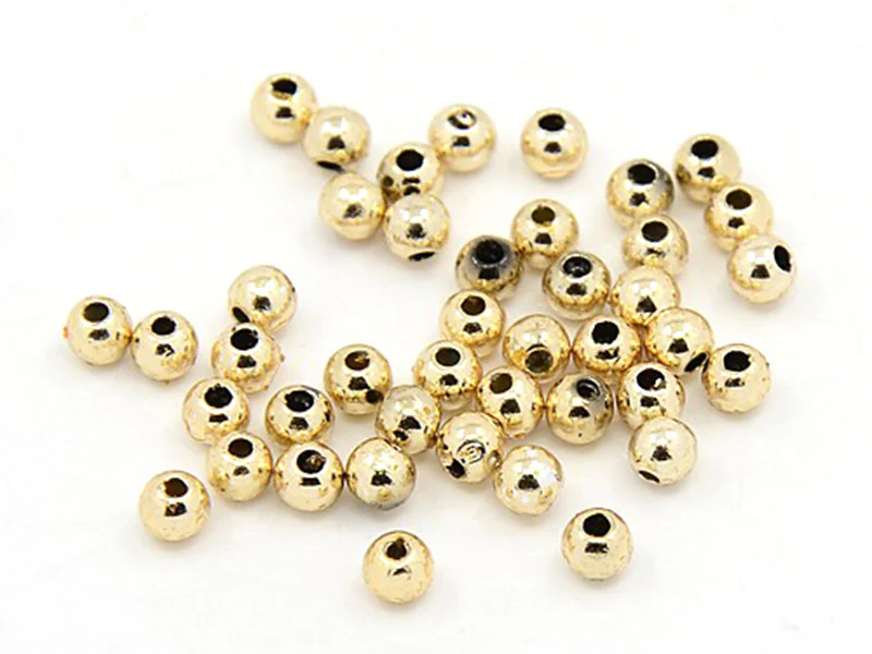 100 perles en plastique rondes - 6 mm - doré - Image 2