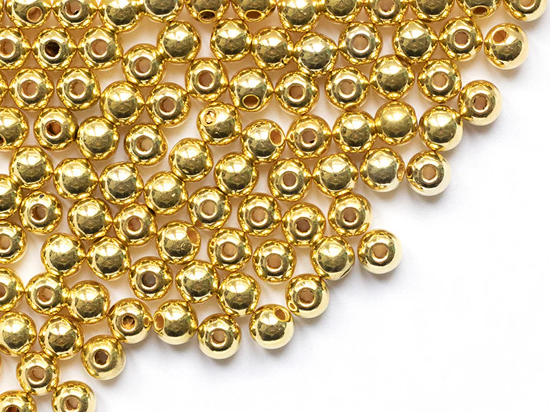100 perles en plastique rondes - 6 mm - doré - Image 4