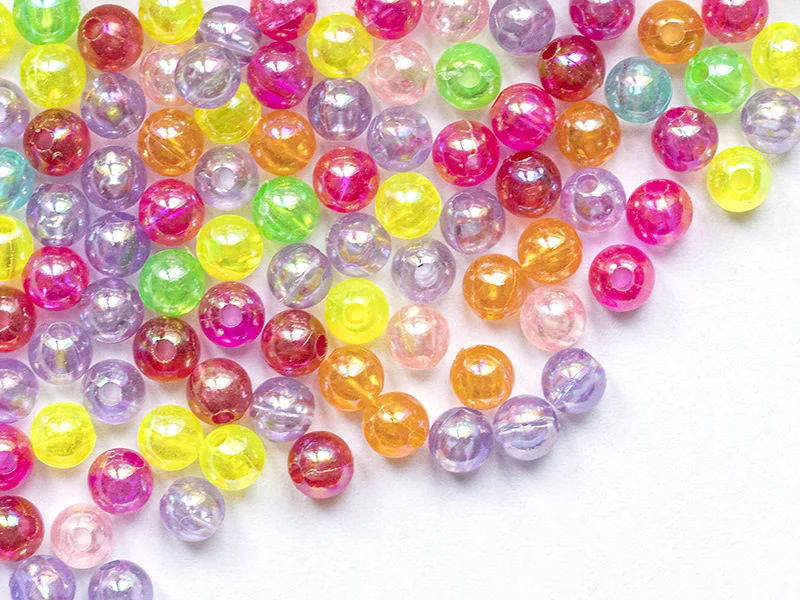 100 perles en plastique - rondes 6 mm - nacrées - Image 4