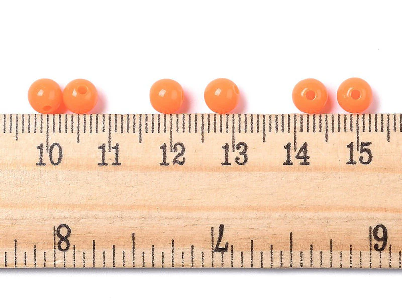 100 perles en plastique rondes 6 mm - orange fluo - Image 5
