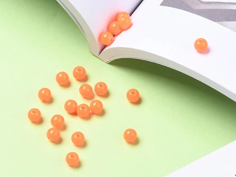 100 perles en plastique rondes 6 mm - orange fluo - Image 6