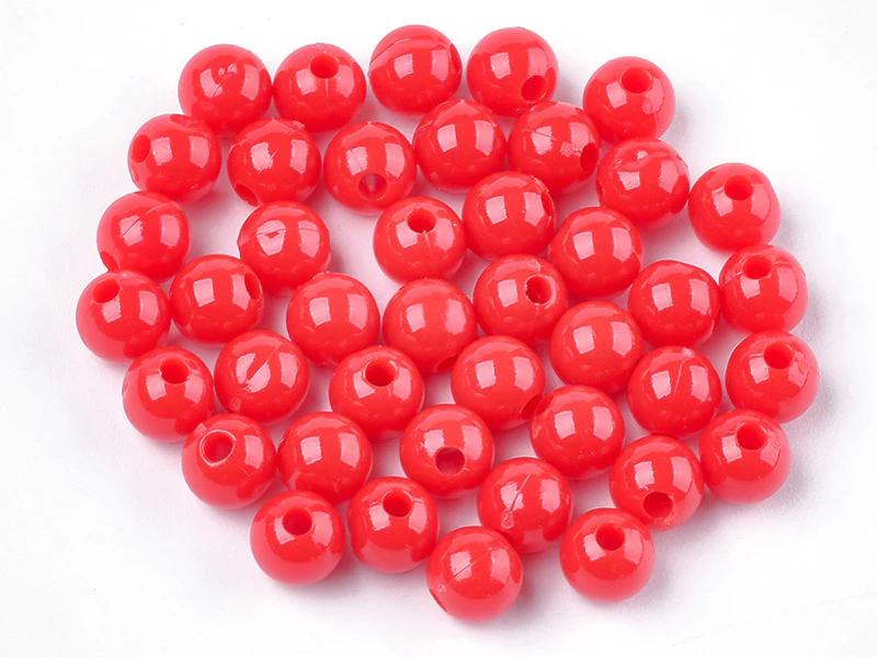 100 perles en plastique rondes 6 mm - rouge