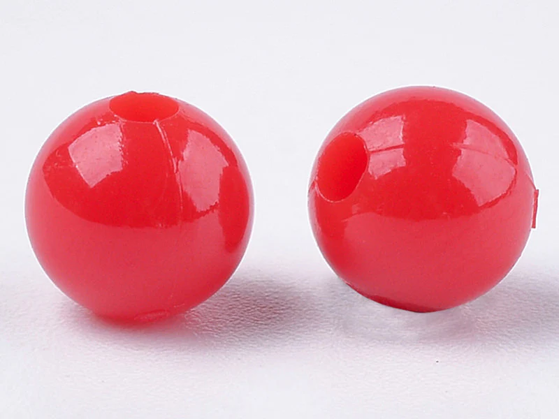 100 perles en plastique rondes 6 mm - rouge - Image 2