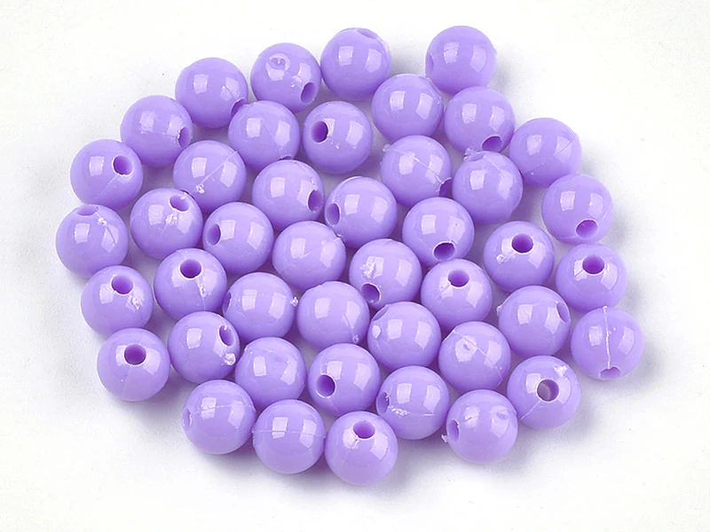 100 perles en plastique rondes 6 mm - violet / mauve