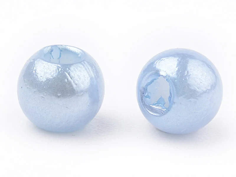 100 perles en plastique rondes imitation perles de culture - 6 mm - bleu pâle - Image 2