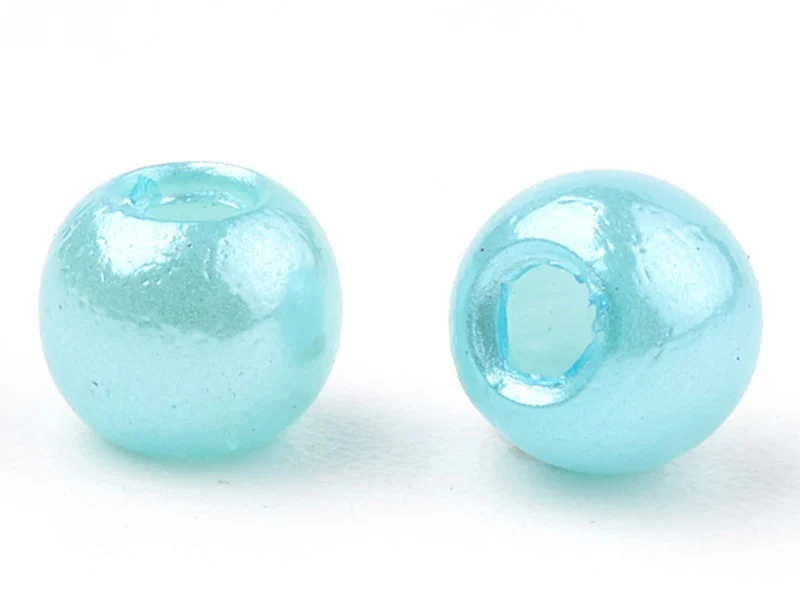 100 perles en plastique rondes imitation perles de culture - 6 mm - bleu turquoise - Image 2