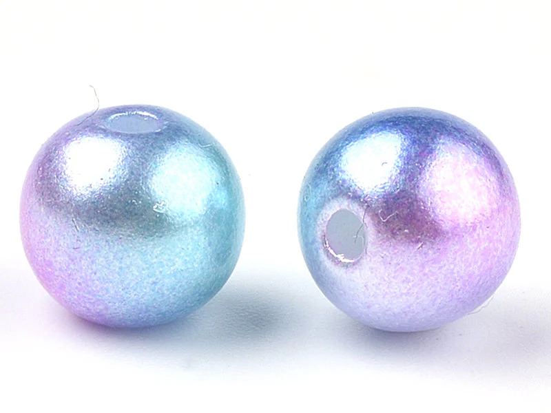100 perles en plastique rondes imitation perles de culture - 6 mm - dégradé bleu et violet - Image 2