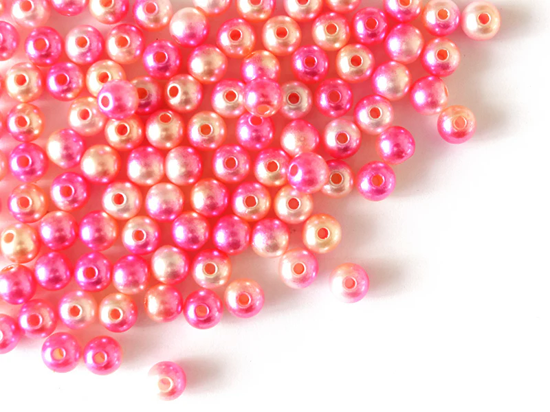 100 perles en plastique rondes imitation perles de culture - 6 mm - dégradé rose