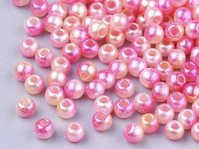 100 perles en plastique rondes imitation perles de culture - 6 mm - dégradé rose - Image 2