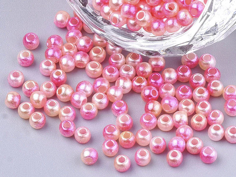100 perles en plastique rondes imitation perles de culture - 6 mm - dégradé rose - Image 3